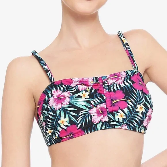 Pink Tropical Floral Swim Top Hot Topic - Picture 2 of 5